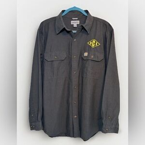 Carhartt Mens Work Shirt Size L Black Original Fit Long Sleeve Button-Down